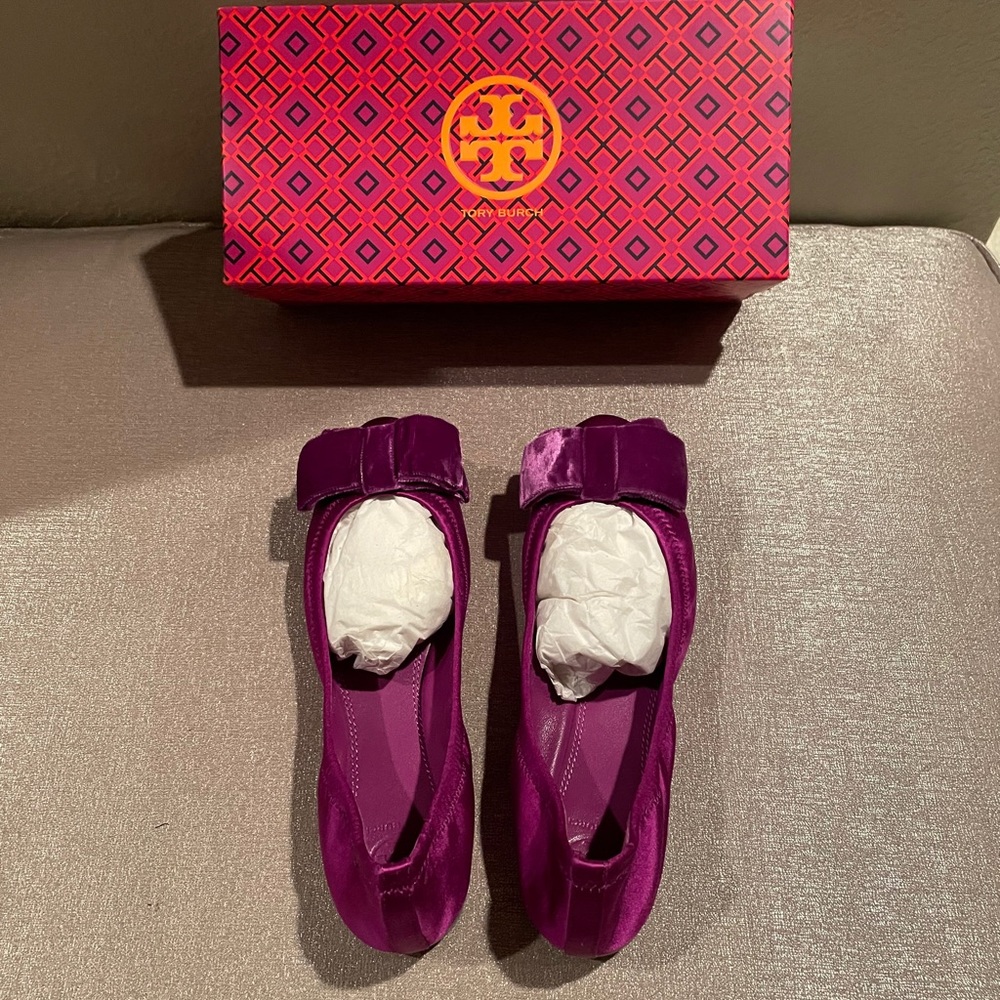 Tory Burch Viola Bow Ballet Flat Satin/Velvet